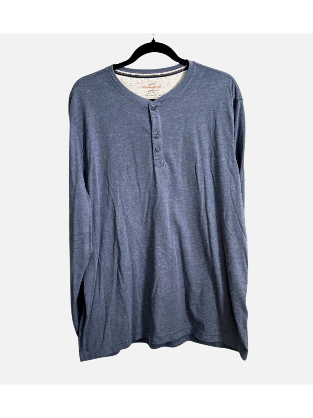 Weatherproof Vintage Mens Long Sleeve Henley Shirt XL Blue Cotton/Polyester
